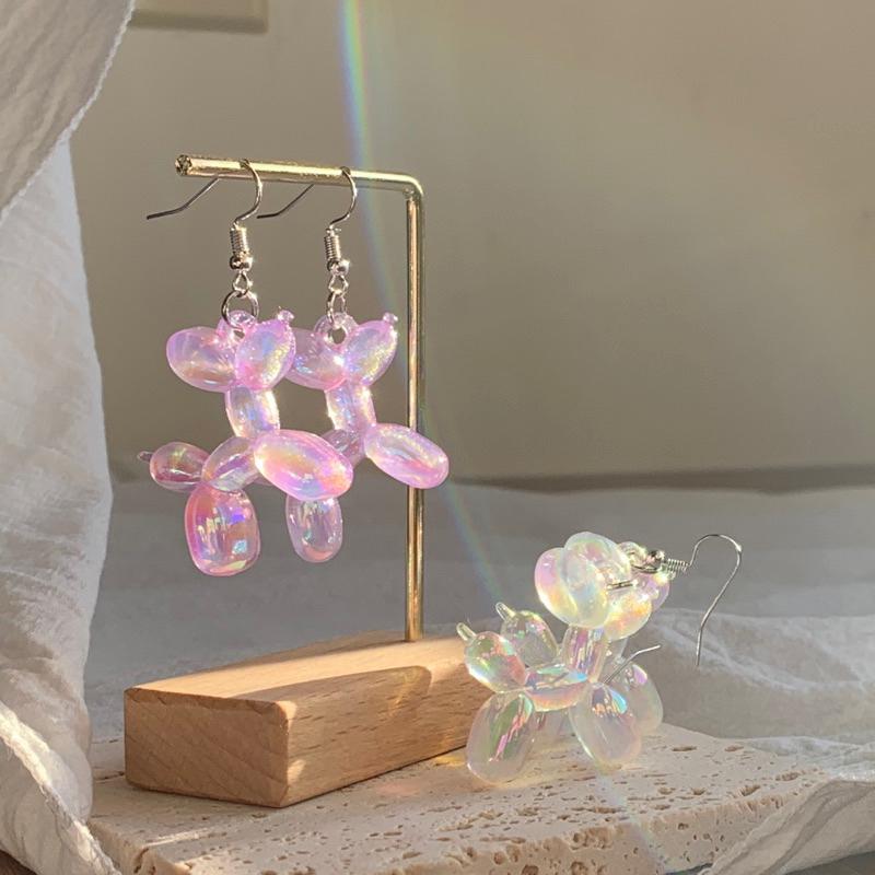 𝗦𝗽𝗿𝗶𝗻𝗚𝘂𝗮｜現貨｜炫彩氣球小狗 y2k多巴胺日系動物迷你精緻少女心趣味創意耳飾吊飾無耳洞耳夾-細節圖4