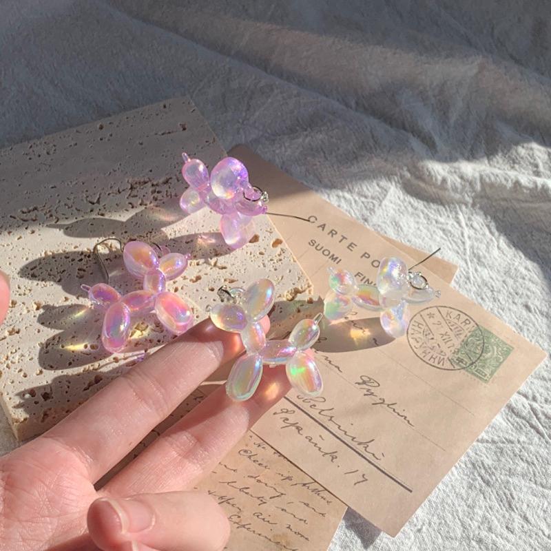 𝗦𝗽𝗿𝗶𝗻𝗚𝘂𝗮｜現貨｜炫彩氣球小狗 y2k多巴胺日系動物迷你精緻少女心趣味創意耳飾吊飾無耳洞耳夾-細節圖5