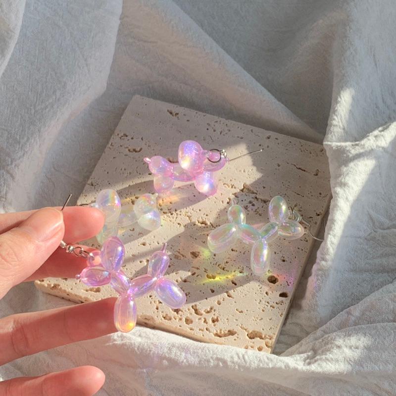 𝗦𝗽𝗿𝗶𝗻𝗚𝘂𝗮｜現貨｜炫彩氣球小狗 y2k多巴胺日系動物迷你精緻少女心趣味創意耳飾吊飾無耳洞耳夾-細節圖6