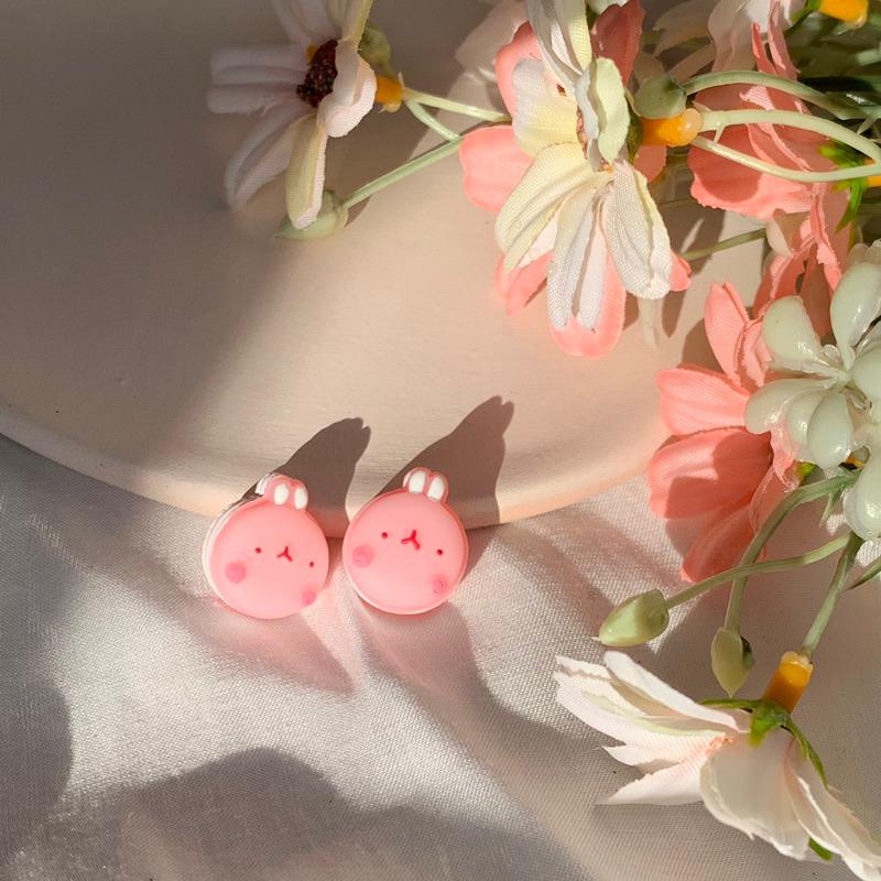𝗦𝗽𝗿𝗶𝗻𝗚𝘂𝗮｜現貨｜小兔馬卡龍耳環 可愛日系動物迷你精緻少女心趣味耳飾無耳洞耳夾-細節圖2