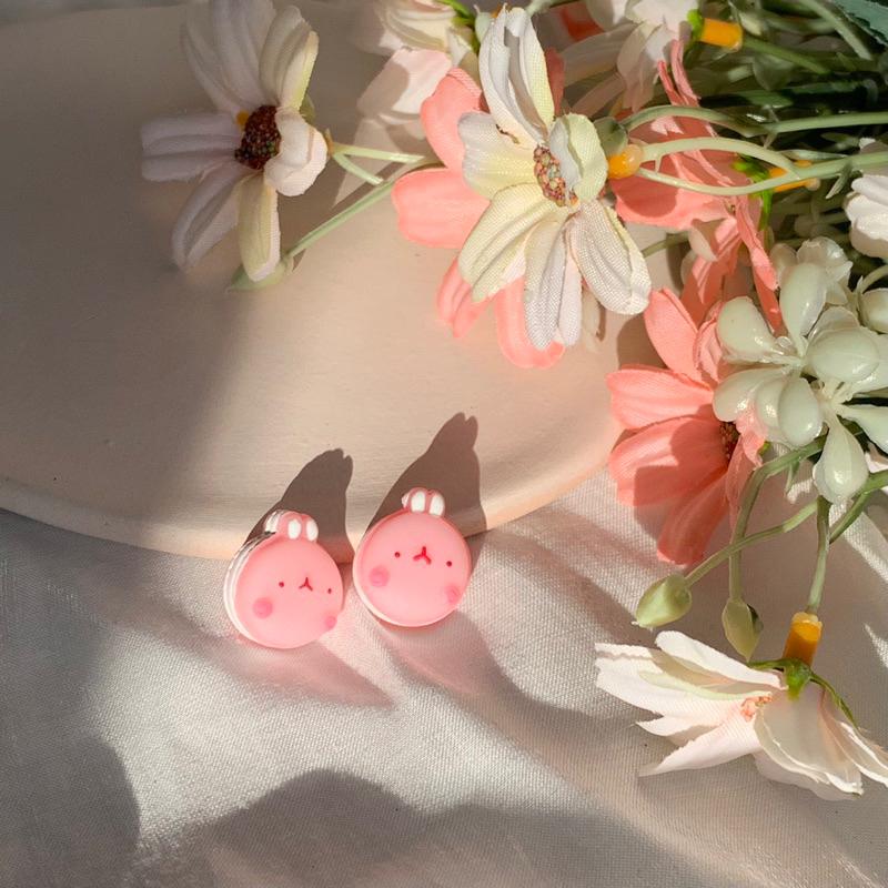 𝗦𝗽𝗿𝗶𝗻𝗚𝘂𝗮｜現貨｜小兔馬卡龍耳環 可愛日系動物迷你精緻少女心趣味耳飾無耳洞耳夾-細節圖7