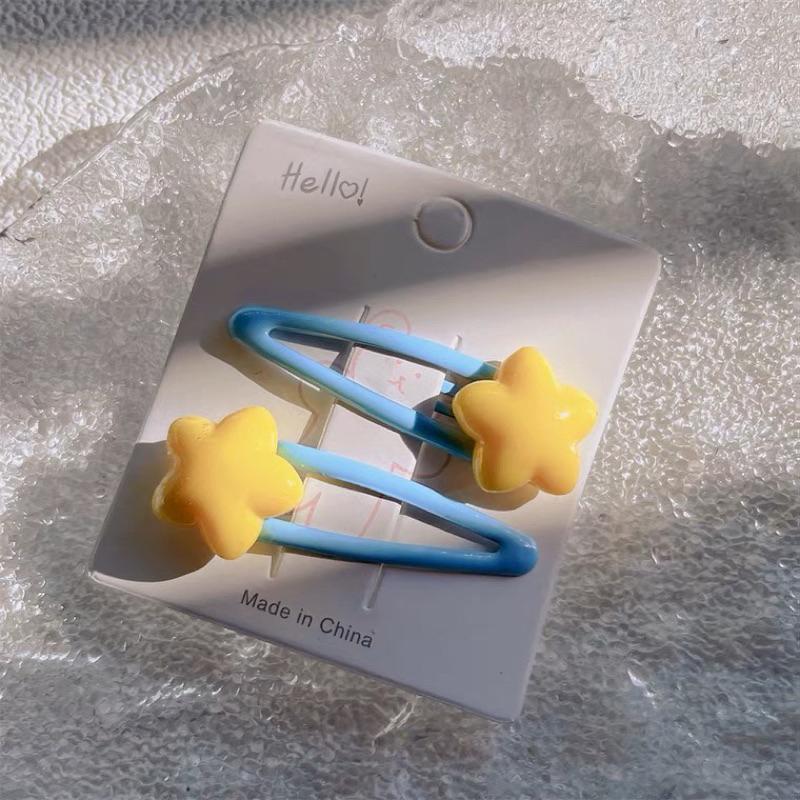 𝗦𝗽𝗿𝗶𝗻𝗚𝘂𝗮｜現貨｜胖嘟嘟星星髮夾 多巴胺甜酷少女糖果色清新可愛日系邊夾-細節圖2