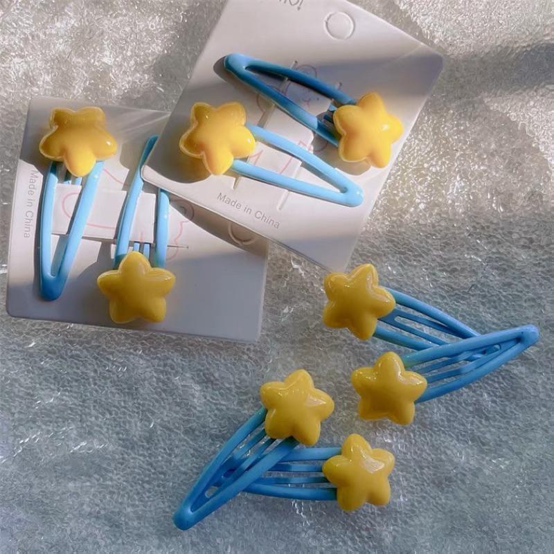 𝗦𝗽𝗿𝗶𝗻𝗚𝘂𝗮｜現貨｜胖嘟嘟星星髮夾 多巴胺甜酷少女糖果色清新可愛日系邊夾-細節圖3