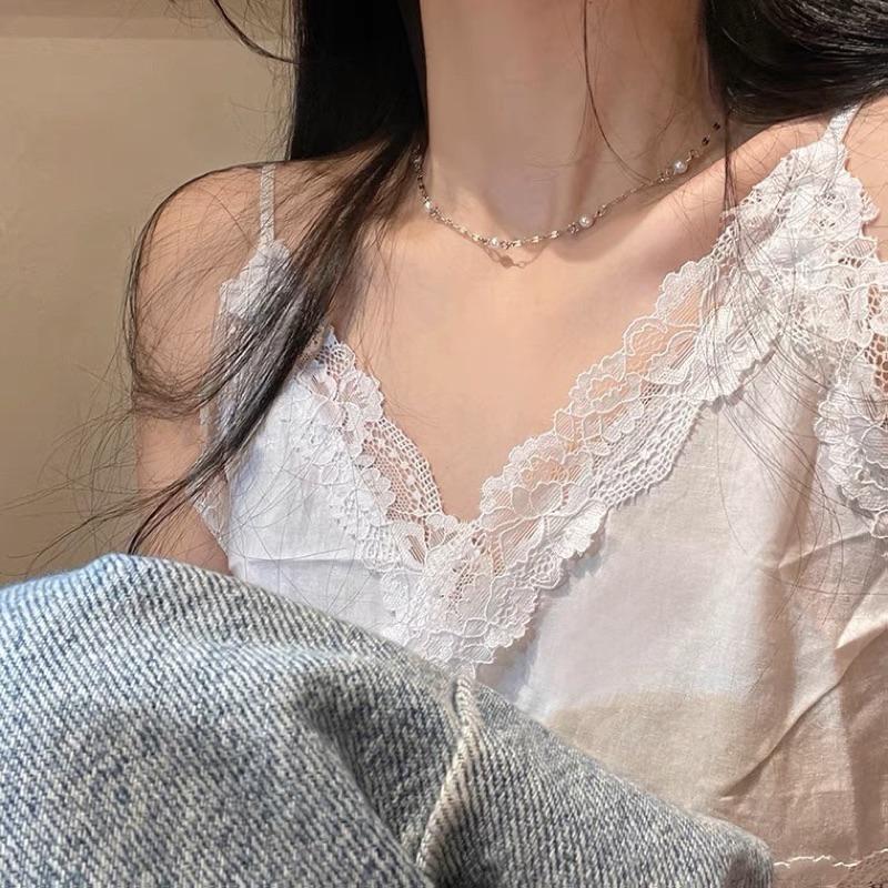 𝗦𝗽𝗿𝗶𝗻𝗚𝘂𝗮｜現貨｜簡約鈦鋼珍珠鎖骨鏈 冷淡森系氣質精緻百搭-細節圖4