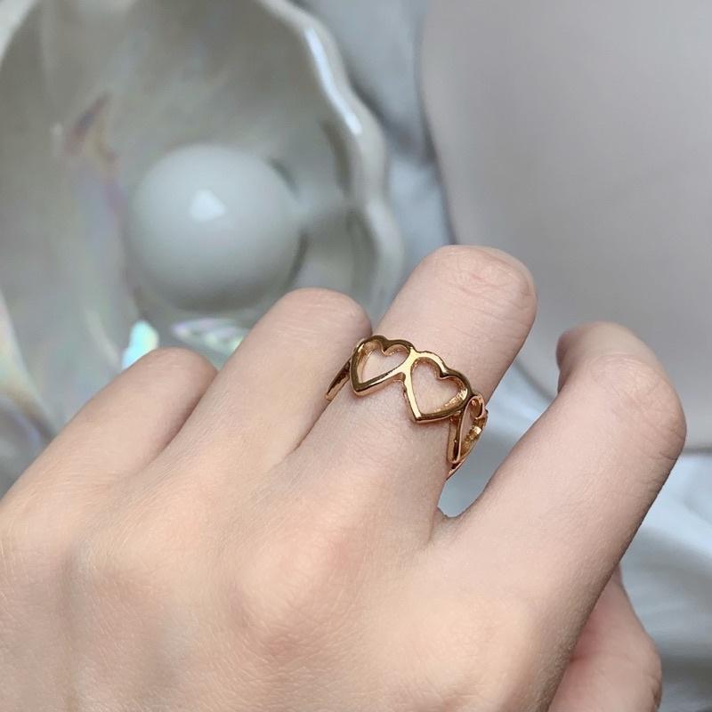 𝗦𝗽𝗿𝗶𝗻𝗚𝘂𝗮｜現貨｜愛心小串燒 鏤空心形戒指韓國設計簡約指環開口可調節鍍金時尚-細節圖3