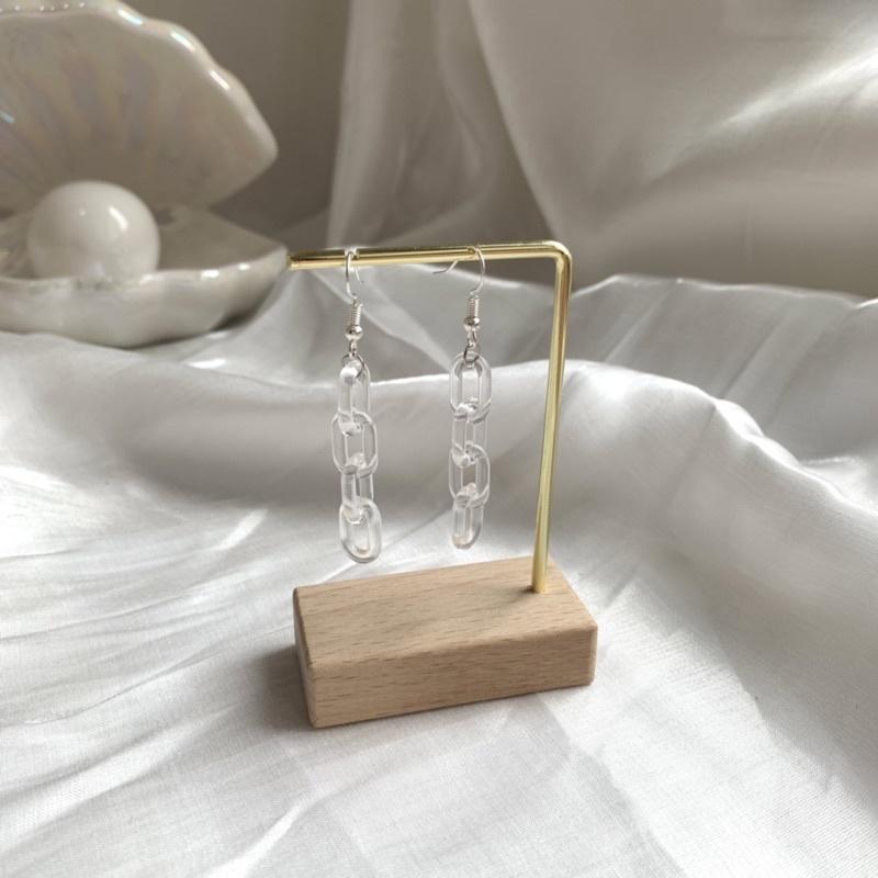 𝗦𝗽𝗿𝗶𝗻𝗚𝘂𝗮｜現貨｜個性透明鏈條耳環歐美誇張氣質長款壓克力耳墜創意街拍耳勾耳夾-細節圖2