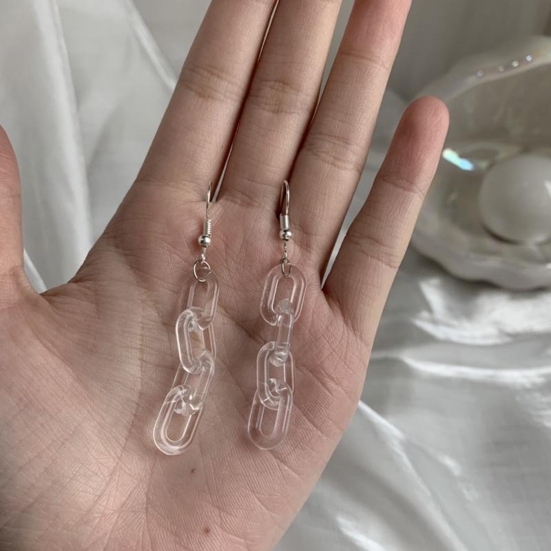 𝗦𝗽𝗿𝗶𝗻𝗚𝘂𝗮｜現貨｜個性透明鏈條耳環歐美誇張氣質長款壓克力耳墜創意街拍耳勾耳夾-細節圖3