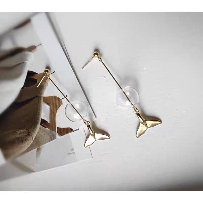 𝗦𝗽𝗿𝗶𝗻𝗚𝘂𝗮｜現貨｜美人魚泡泡耳環 長款氣質輕奢夢幻魚尾耳墜百搭玻璃誇張可愛-細節圖2