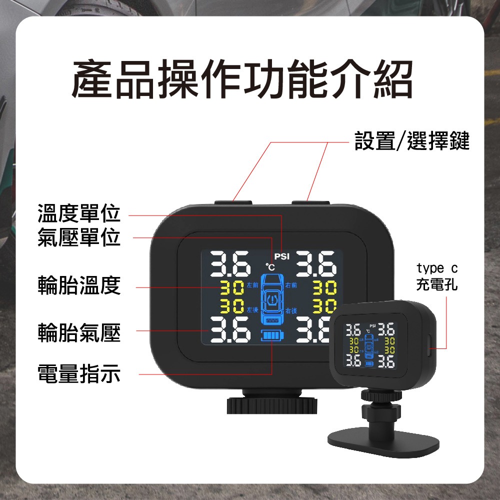 ANENG｜昇旺數位3C 台灣設計 第3代 太陽能胎壓偵測器 TYPE-C充電 保固六個月 無線胎壓偵測器 汽車胎壓偵測-細節圖6