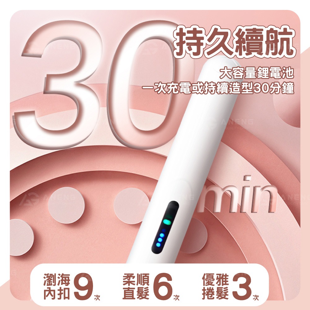 【台灣現貨】  攜帶式 USB無線充電 離子夾 直捲兩用離子夾 直髮捲髮內彎一支搞定⎜平板夾 直髮夾 捲髮棒 二合一-細節圖6