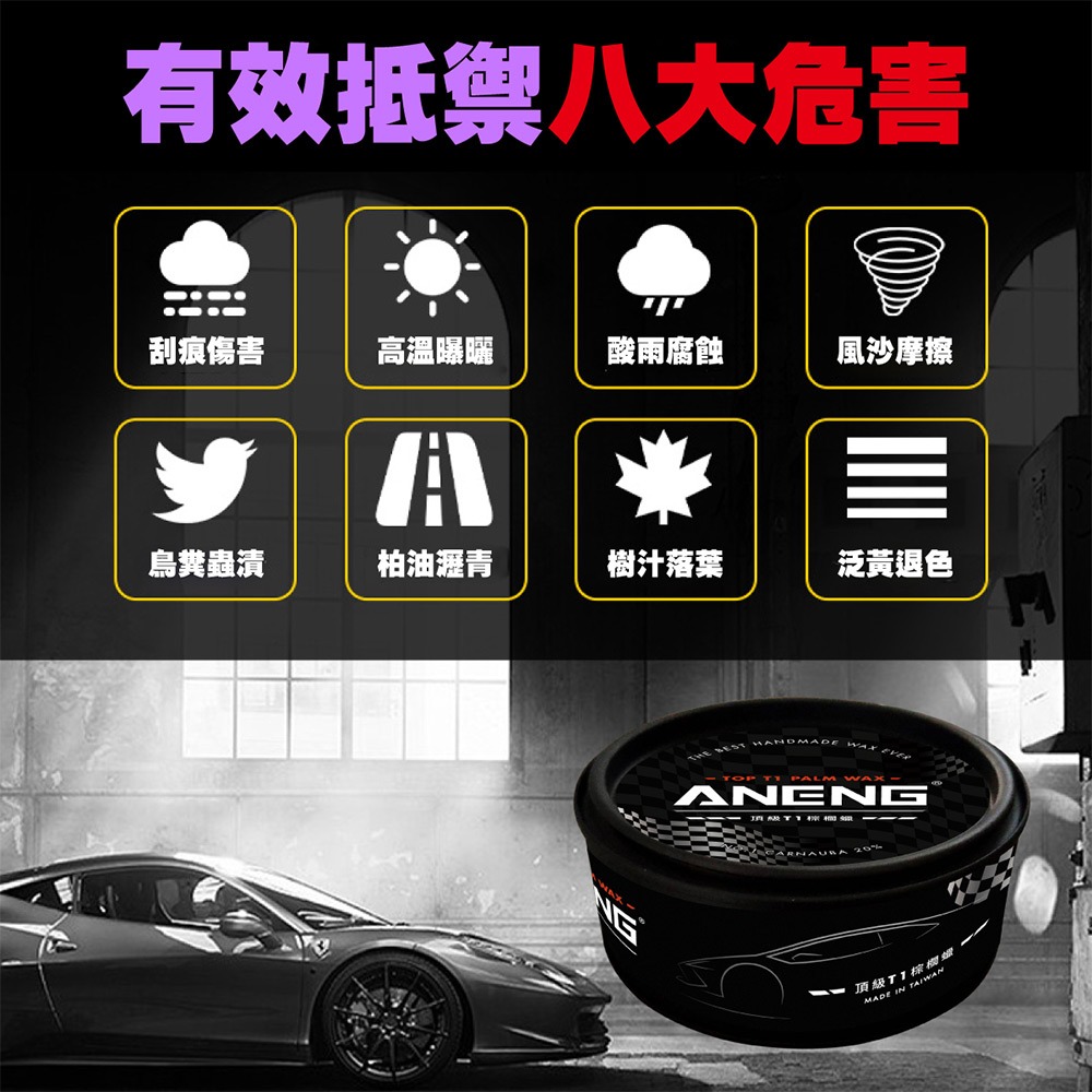 【ANENG】頂級棕櫚車蠟 MIT製造最適合台灣氣候 鍍膜/包膜/消光車均可使用超強撥水 頂級透亮感 棕櫚蠟 打蠟-細節圖4