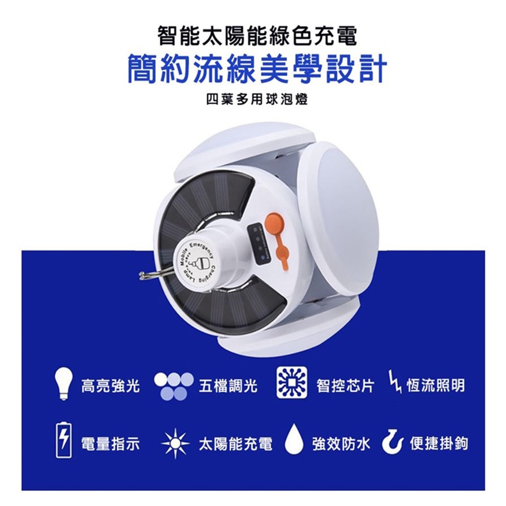 現貨台灣出貨 太陽能/充電兩用【LED防潑水 折疊飛碟燈/露營燈/足球燈/應急燈】45W大功率 可摺疊 節能-細節圖2