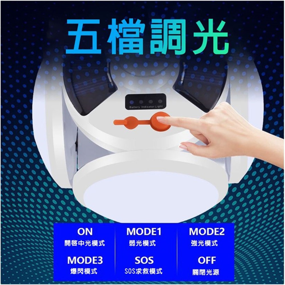 現貨台灣出貨 太陽能/充電兩用【LED防潑水 折疊飛碟燈/露營燈/足球燈/應急燈】45W大功率 可摺疊 節能-細節圖3