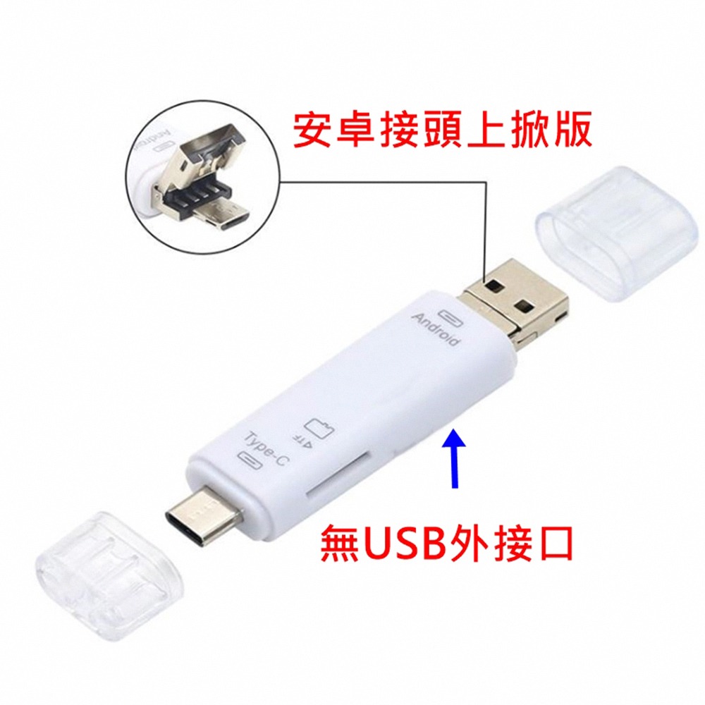 (5合1) 萬用高速讀卡機 SD+TF+USB OTG 讀卡機Type-C/安卓/USB 記憶卡隨身碟讀卡器-細節圖8