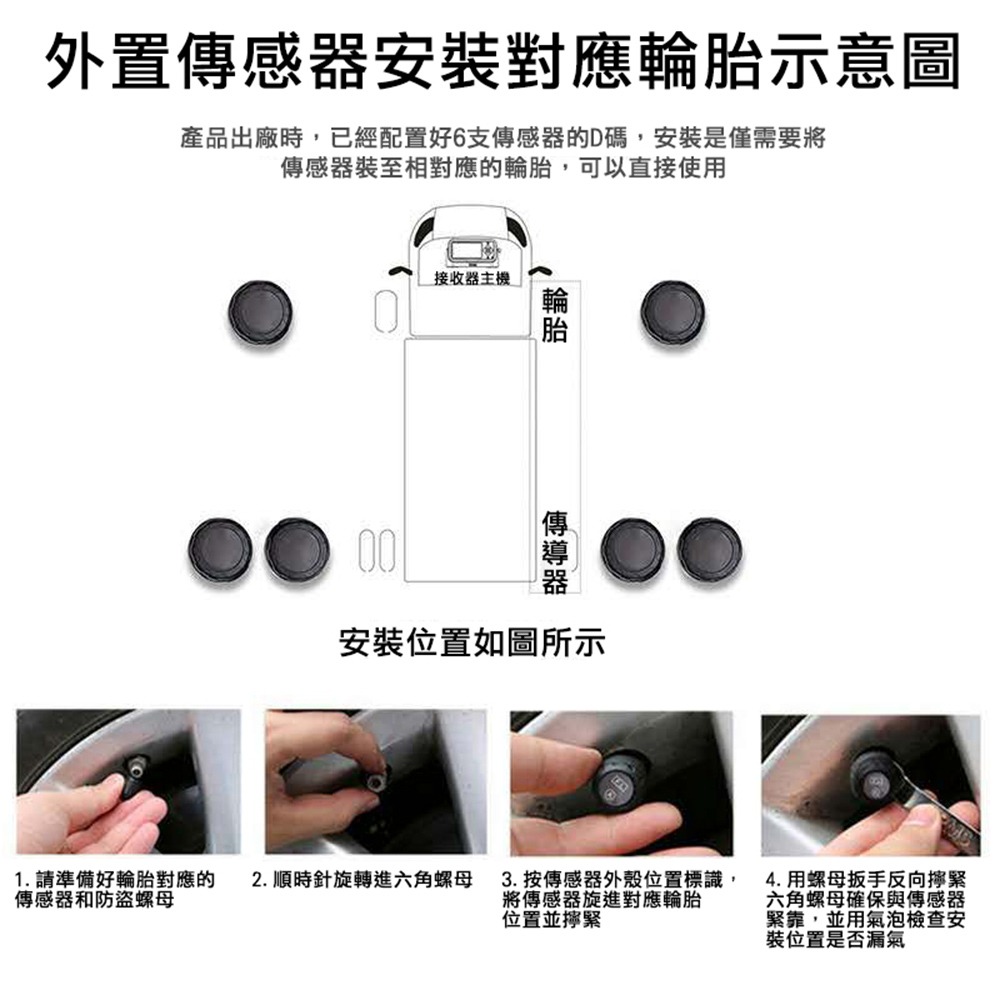 【ANENG】胎壓偵測器 貨車胎壓偵測器 貨車胎壓偵測器 六輪設計 六輪貨卡 tpms 無線胎壓偵測器 胎壓偵測器-細節圖4