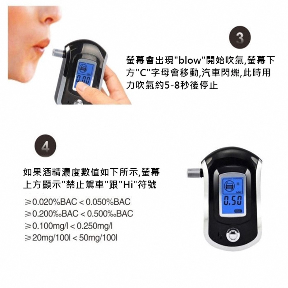 (公司貨附發票) 吹氣式酒測器 附5個吹嘴 電子酒測器 酒精測試器 酒氣測量計 酒測器 汽機車用品-細節圖5