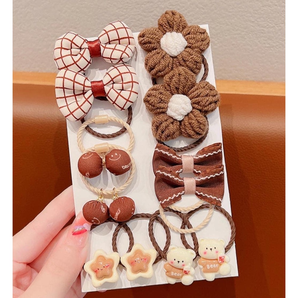 🌸LiLi CoCo🌸韓國兒童奶咖系小熊毛絨髮圈髮飾-細節圖9
