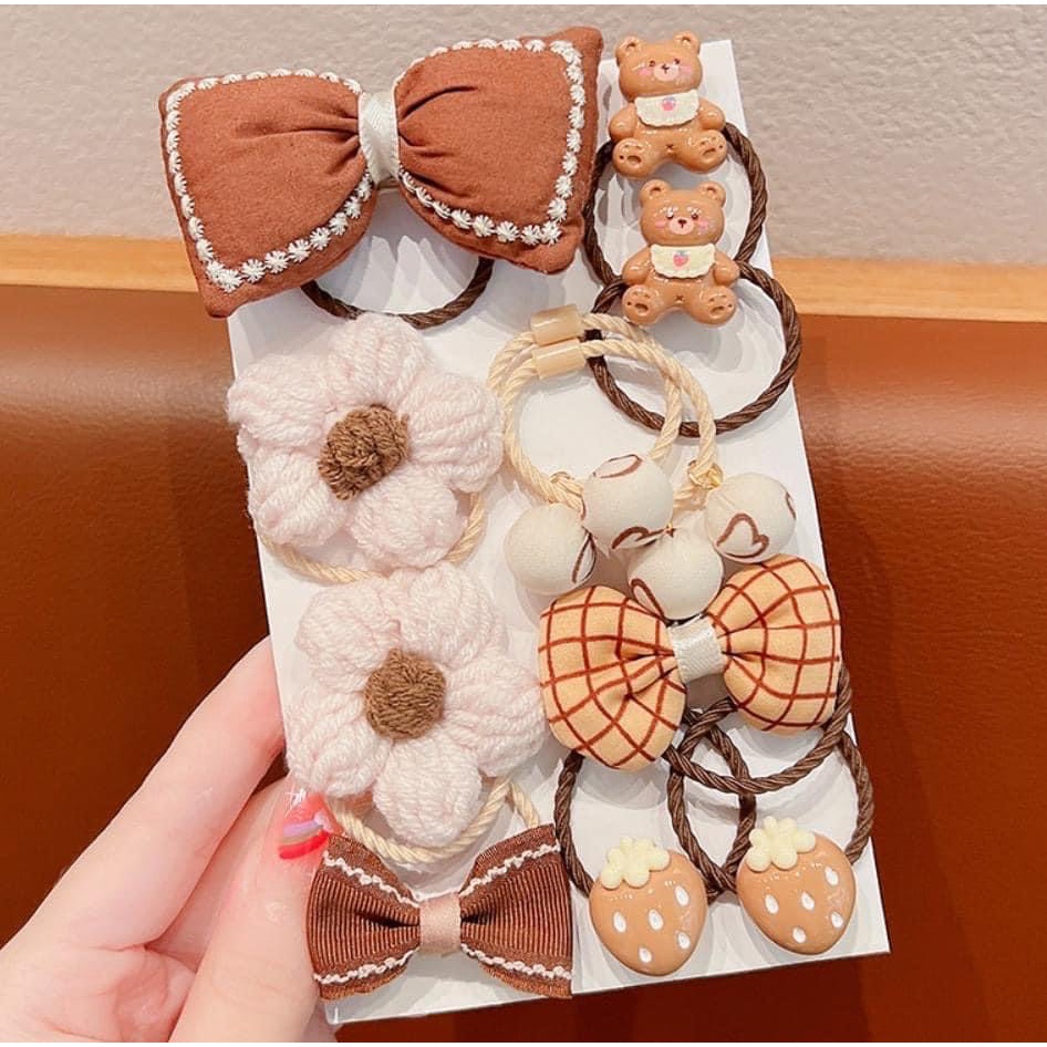 🌸LiLi CoCo🌸韓國兒童奶咖系小熊毛絨髮圈髮飾-細節圖10