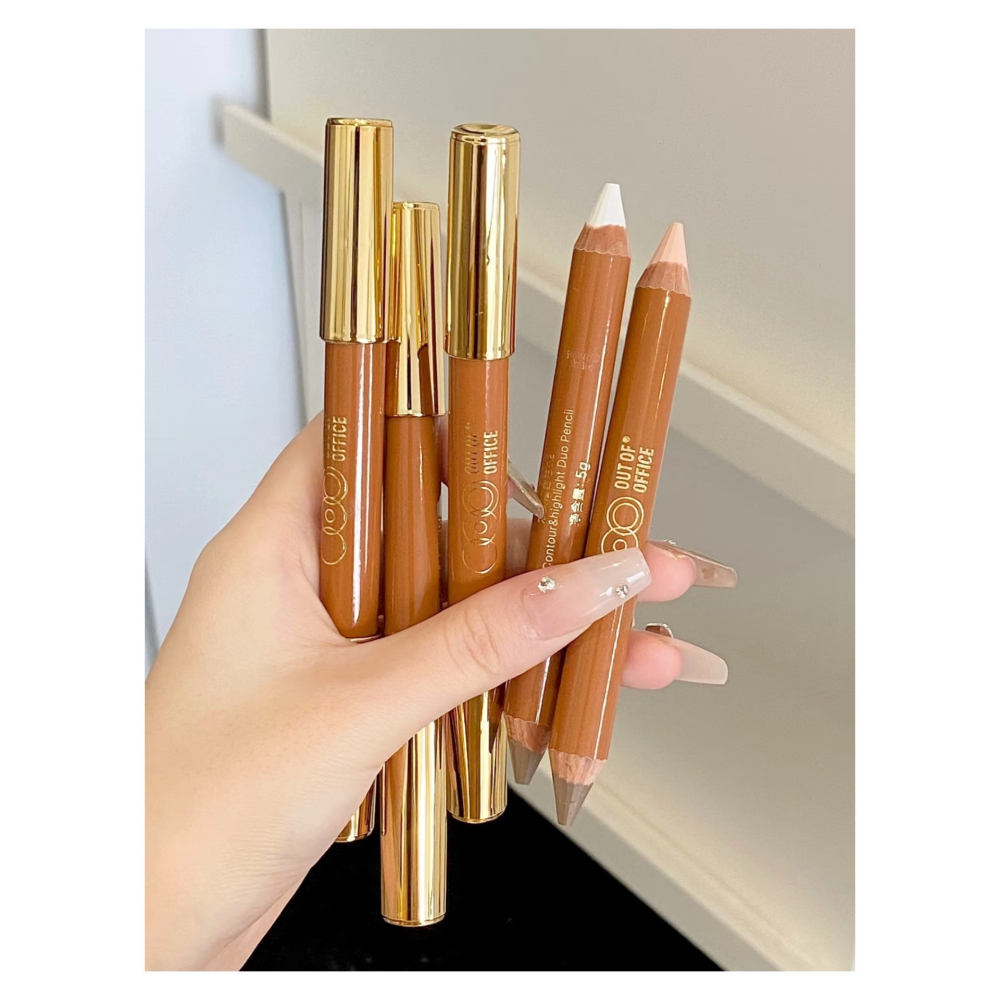 戴栗ლ OOO ᴏᴜᴛ ᴏꜰ ᴏꜰꜰɪᴄᴇ 雙頭修容筆送削筆刀🪵淡顏人的修容筆 修容 陰影 提亮-細節圖2