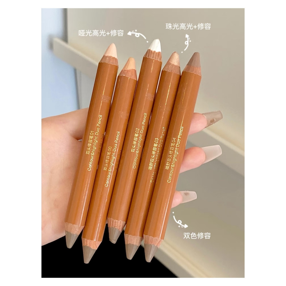 戴栗ლ OOO ᴏᴜᴛ ᴏꜰ ᴏꜰꜰɪᴄᴇ 雙頭修容筆送削筆刀🪵淡顏人的修容筆 修容 陰影 提亮-細節圖3