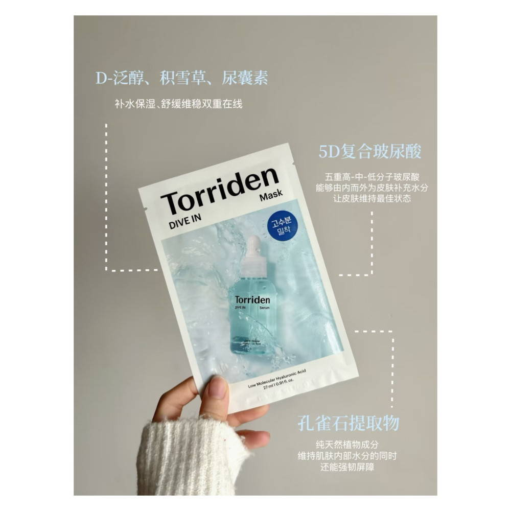 戴栗ლ 桃瑞丹 Torriden 玻尿酸舒緩補水保濕面膜💦-細節圖3
