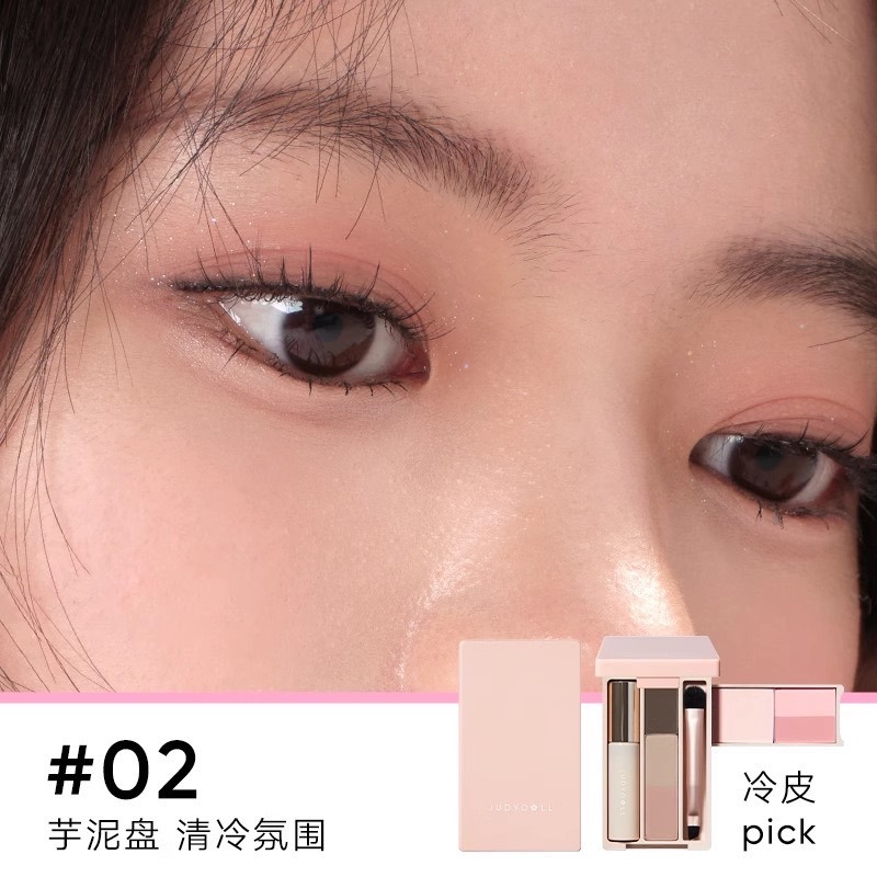 戴栗ლ 橘朵ᴊᴜᴅʏ ᴅᴏʟʟ全能盤 旅行裝 啞光高光修容🪽淡颜女大的美妆掌心盒🧳一盒雙層化全妝-規格圖6