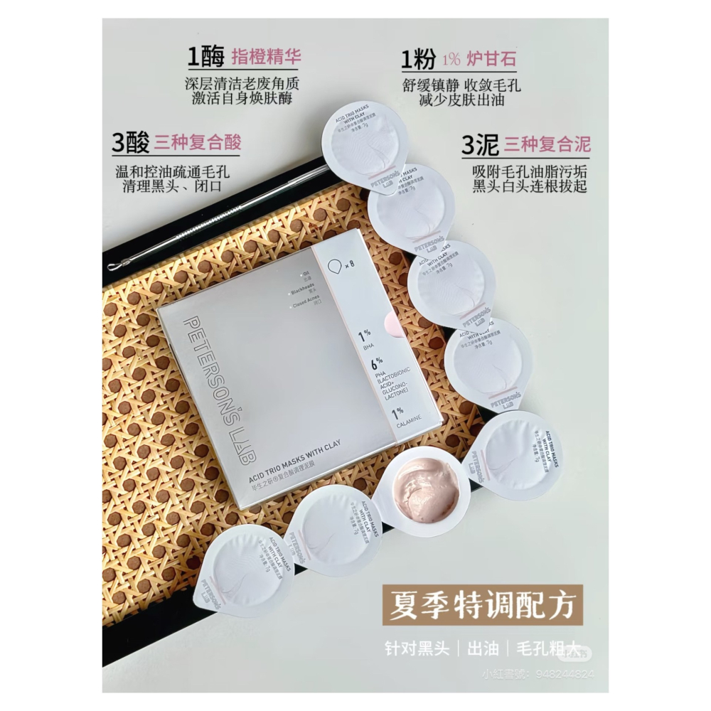 戴栗ლ 畢生之研ᴘᴇᴛᴇʀꜱᴏɴ＇ꜱ ʟᴀʙ多酸粉泥膜🧊去黑頭閉口簡直易如反掌-細節圖4