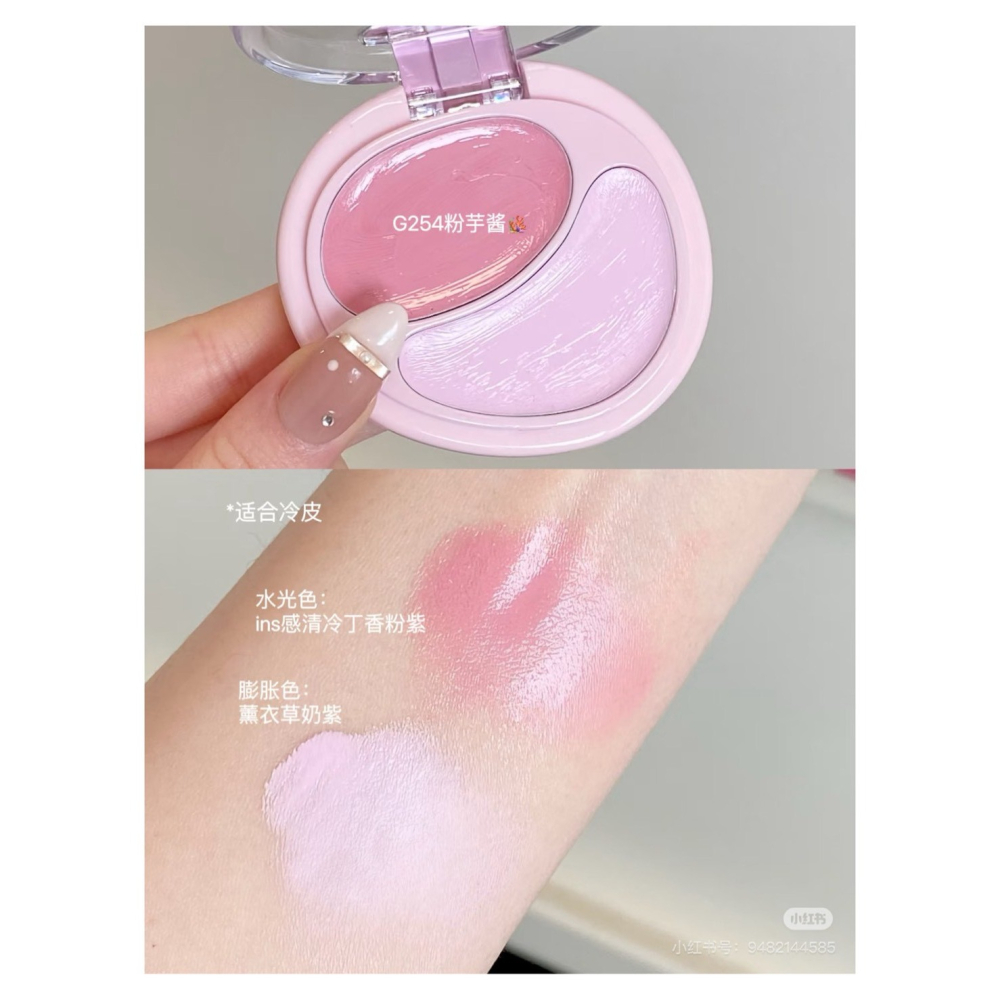 戴栗ლ 酵色ᴊᴏᴏᴄʏᴇᴇ雙色雙拼腮紅膏 啞光 水光🍧ins春夏感爆炸的柔和果汁色系-細節圖4