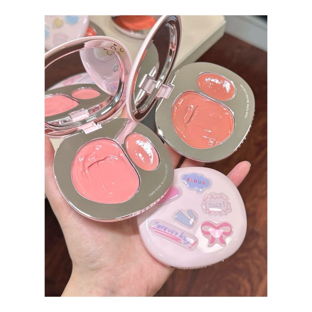 戴栗ლ ForeverKey水光雙色腮紅膏 多用膏 修容 啞光 提亮 膨脹🍧清透水光氣血感易如反掌-細節圖4