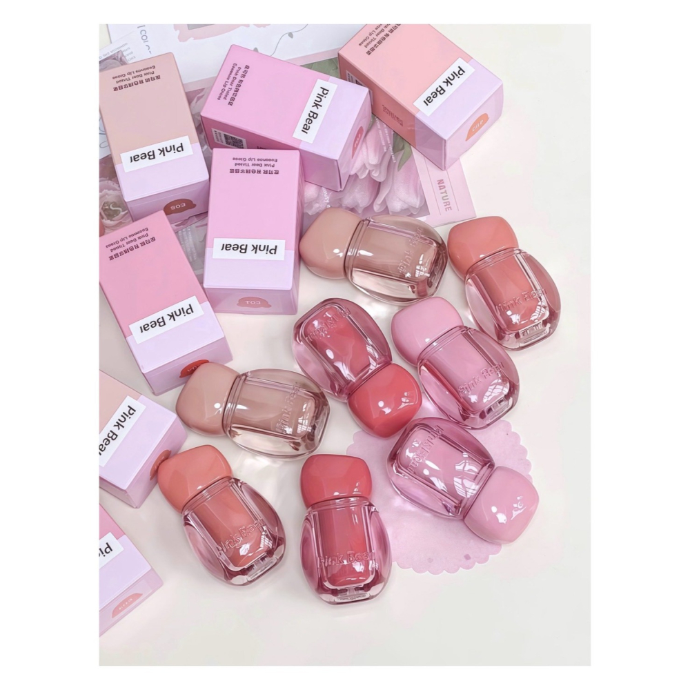 戴栗ლ 皮可熊ᴘɪɴᴋʙᴇᴀʀ小燈泡2.0✨精華+唇膜+唇蜜+口紅雨衣四效合一-細節圖2