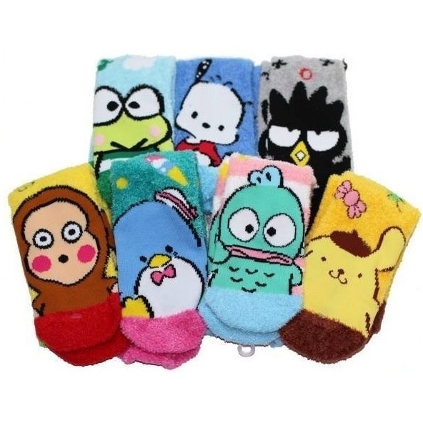 吾人智販 三麗鷗 正版 保暖襪 毛襪 淘氣猴 布丁狗 大眼蛙 帕洽狗 小浣熊 酷企鵝-細節圖2