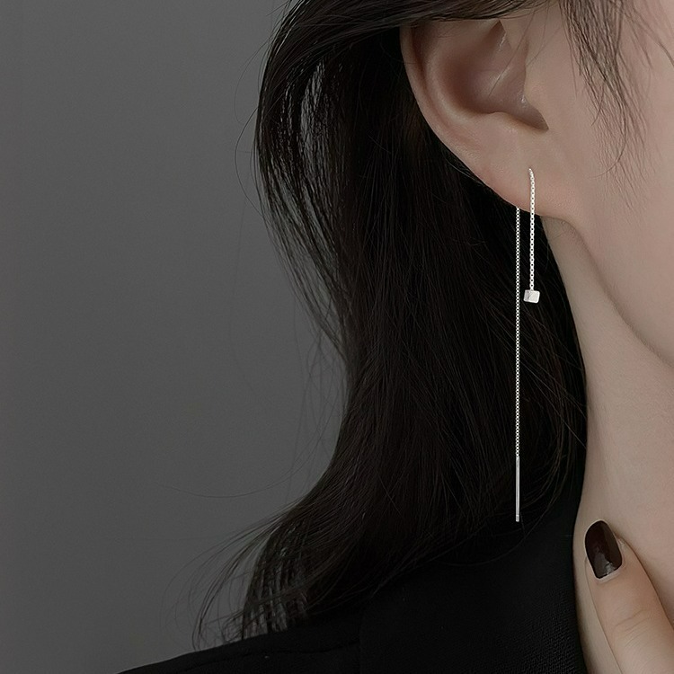 『007』耳針耳墜式 ◆ 小方塊長流蘇-細節圖2