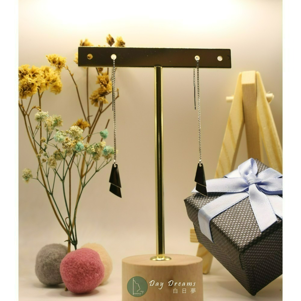 Ϙϙ JYL-玩美耳環 ◆『001』 耳針耳墜式耳環 ◆ 幾何三角長流蘇 ϙϘ-細節圖3