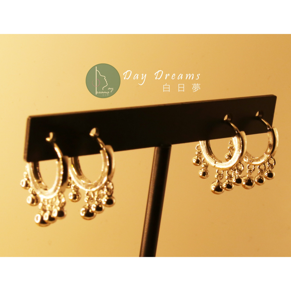 Ϙϙ JYL-玩美耳環 ◆『006』耳扣耳墜式耳環 ◆ 小圓銀珠短流蘇 ϙϘ-細節圖3