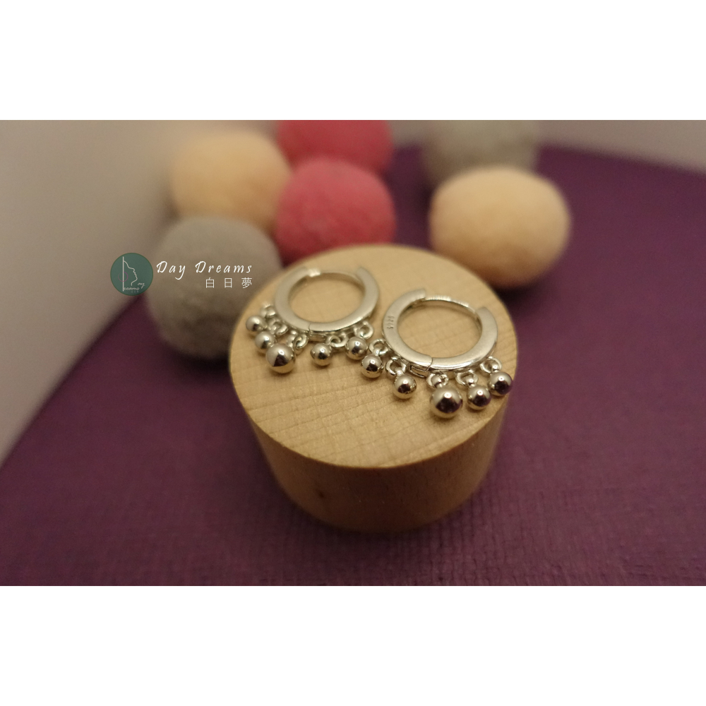 Ϙϙ JYL-玩美耳環 ◆『006』耳扣耳墜式耳環 ◆ 小圓銀珠短流蘇 ϙϘ-細節圖5