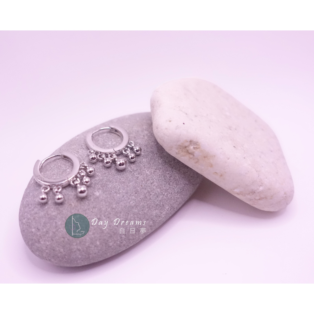 Ϙϙ JYL-玩美耳環 ◆『006』耳扣耳墜式耳環 ◆ 小圓銀珠短流蘇 ϙϘ-細節圖7