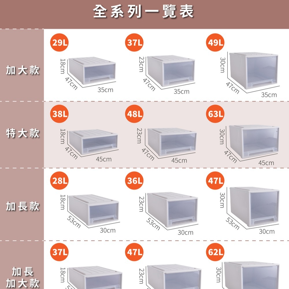 【FL生活+】大容量抽屜式可疊加耐重收納箱-特大款-48公升 抽屜收納櫃 抽屜櫃 整理箱 免安裝 衣物收納櫃-細節圖2