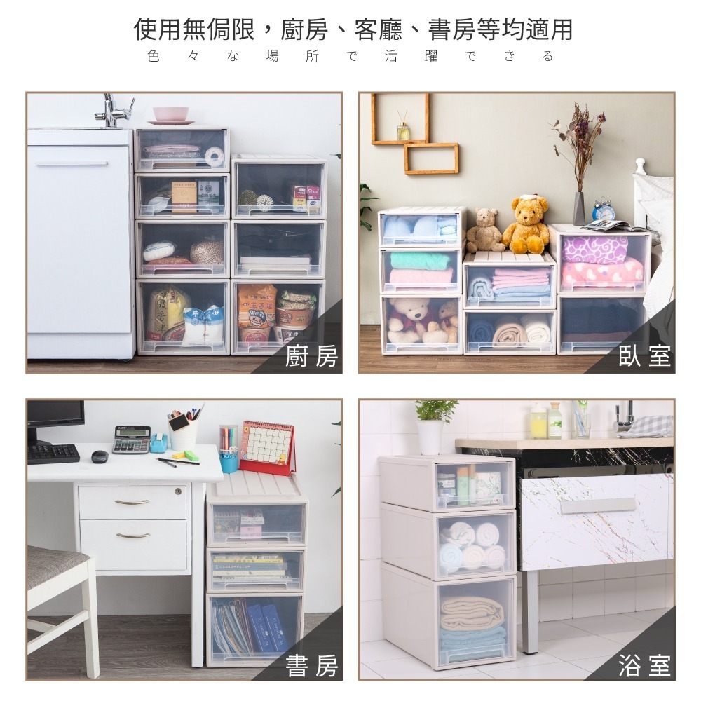 【FL生活+】大容量抽屜式可疊加耐重收納箱-加長款-36公升 抽屜收納櫃 抽屜櫃 整理箱 免安裝 衣物收納櫃-細節圖4