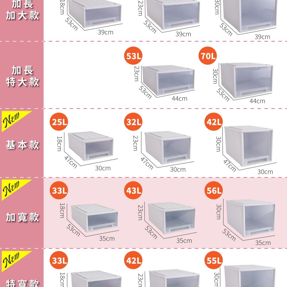 【FL生活+】大容量抽屜式可疊加耐重收納箱-加寬款-56公升 抽屜收納櫃 抽屜櫃 整理箱 免安裝 衣物收納櫃-細節圖3