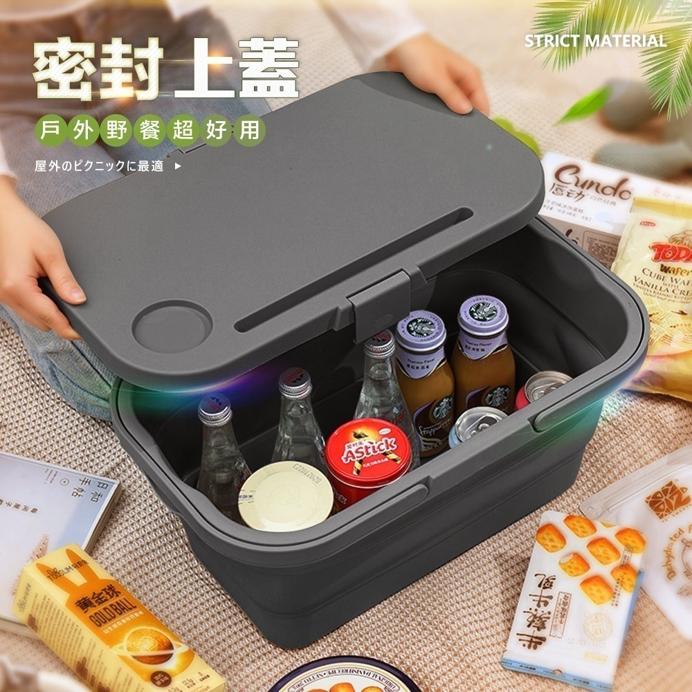 【FL生活+】多功能秒開折疊戶外野餐籃(YG-150)露營收納籃 手提籃 摺疊收納籃 摺疊籃 收納籃 桌子 野餐 野餐桌-細節圖3