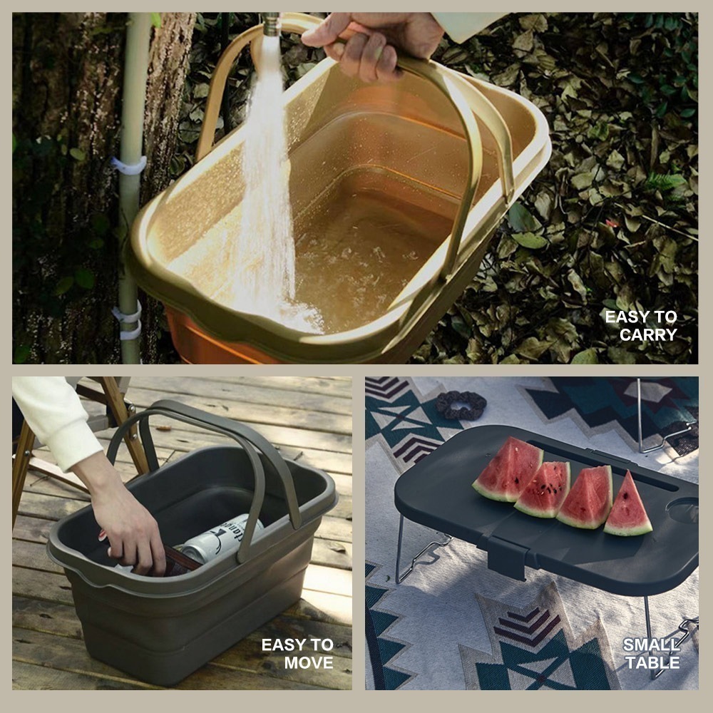 【FL生活+】多功能秒開折疊戶外野餐籃(YG-150)露營收納籃 手提籃 摺疊收納籃 摺疊籃 收納籃 桌子 野餐 野餐桌-細節圖9