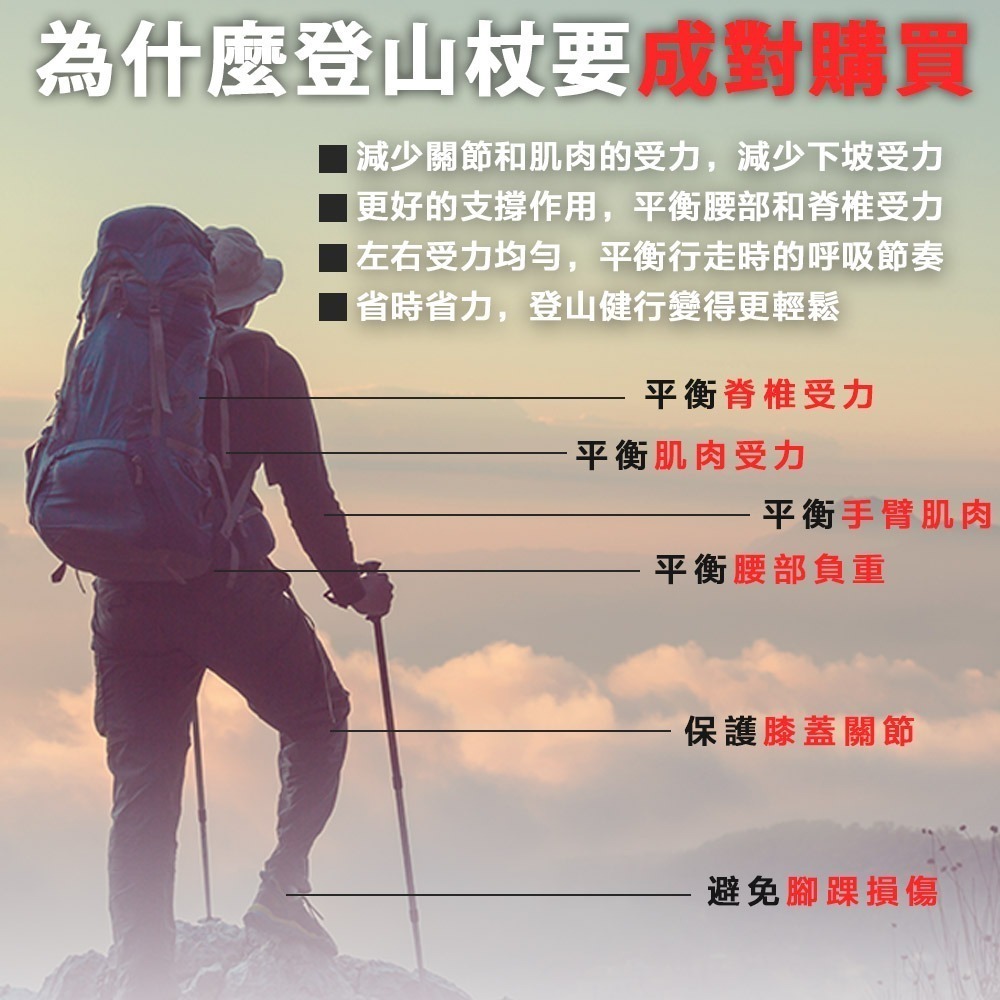 【FL生活+】航太鋁6061登山杖 5節式 爬山 健行 登高 運動 旅遊-細節圖6