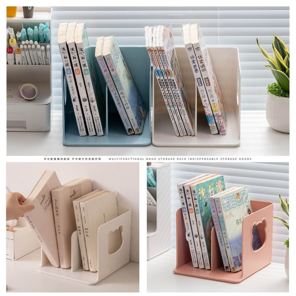 【FL生活+】可愛小熊雙槽兒童書架(A-171) 免安裝 桌上收納 資料收納架 文件收納盒 書本支架 桌面書架 書架收納-細節圖6