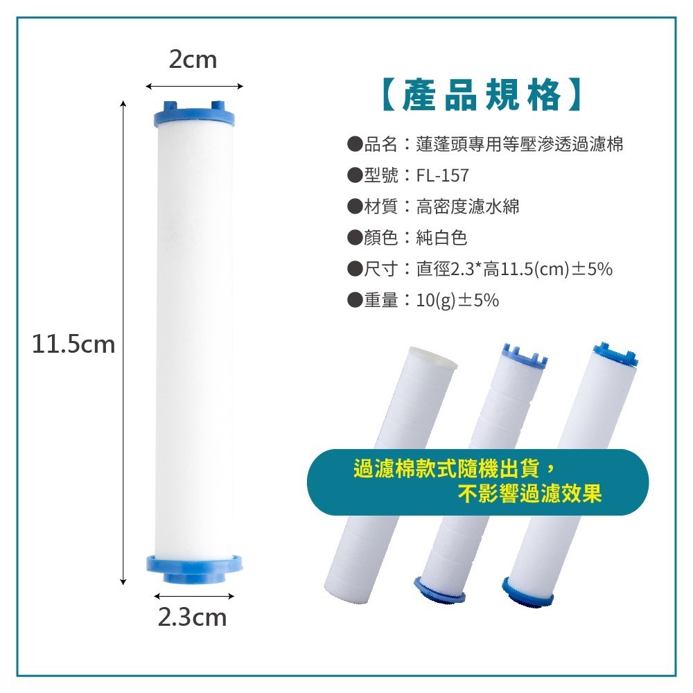 【FL生活+】超值8件組 雙濾式增壓省水蓮蓬頭替換濾心(不含蓮蓬頭)  過濾棉+除氯晶球-細節圖7