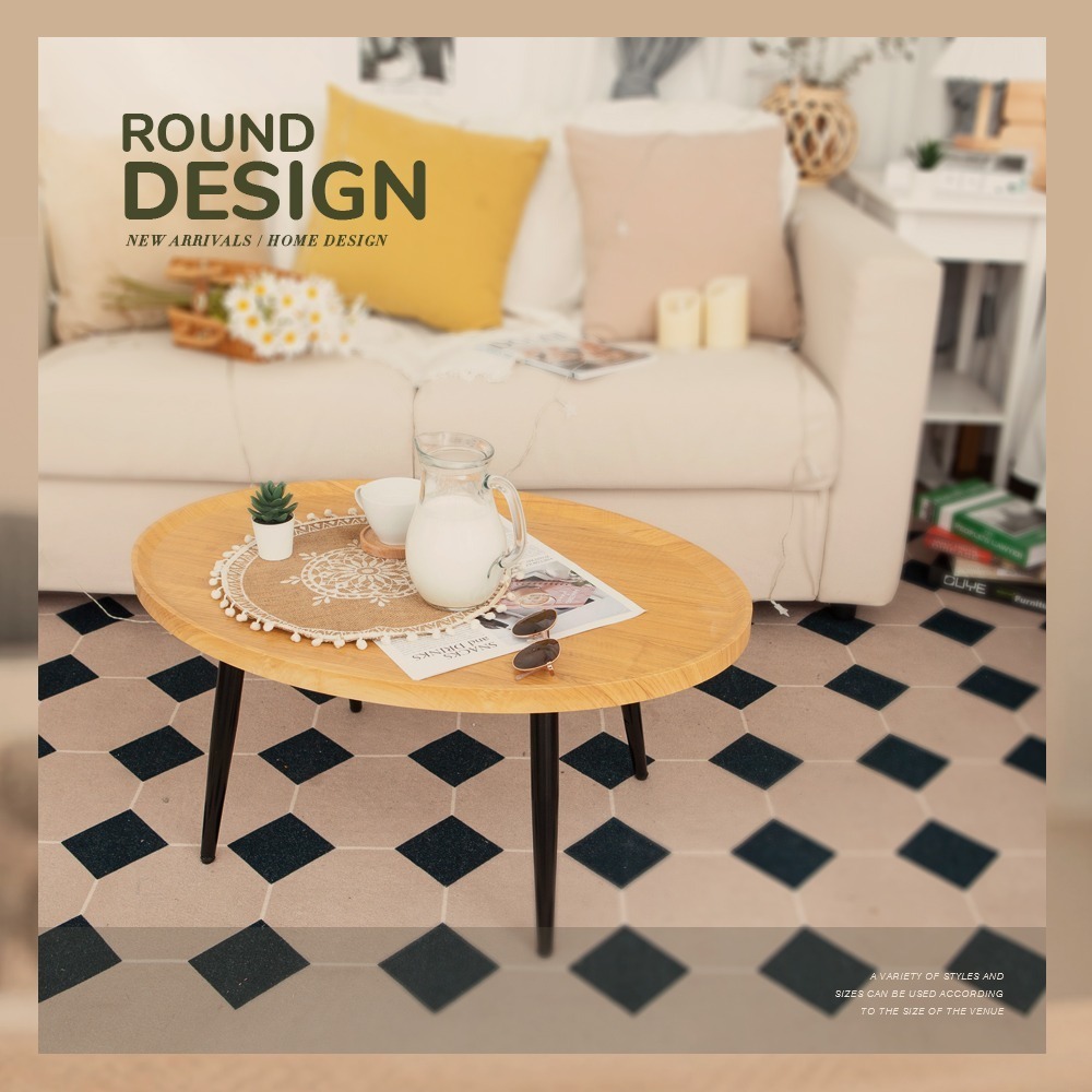 【FL生活+】木冶山居 橢圓茶几-80cm 鋼化加粗烤漆桌腳 上層防摔圍檔設計 邊桌 邊几 沙邊邊几 客廳桌WO-024-細節圖8