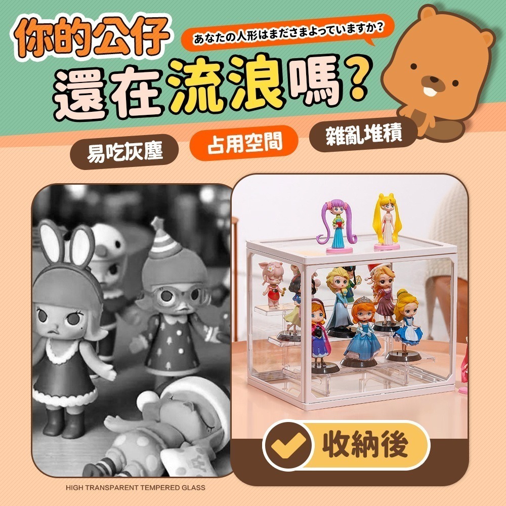 【7-ELEVEN 門市團購】大型款-階梯式鋼化玻璃透明展示收納盒(模型/公仔/展示盒/收藏盒/置物盒/A-097)-細節圖2