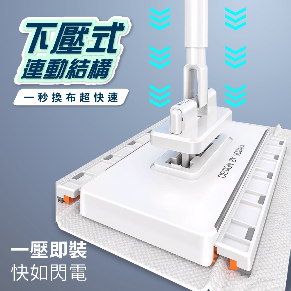 【FL生活+】超好夾1秒換布洗臉巾環保拖把 送8抽8包濕紙巾-細節圖8