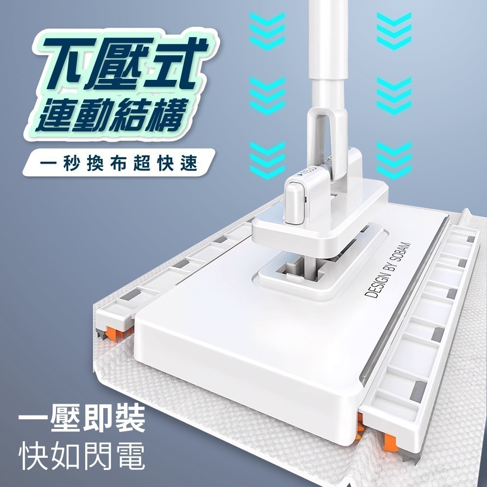 【限時購】FL生活+ 超好夾1秒換布洗臉巾環保拖把 送8抽8包濕紙巾-細節圖8