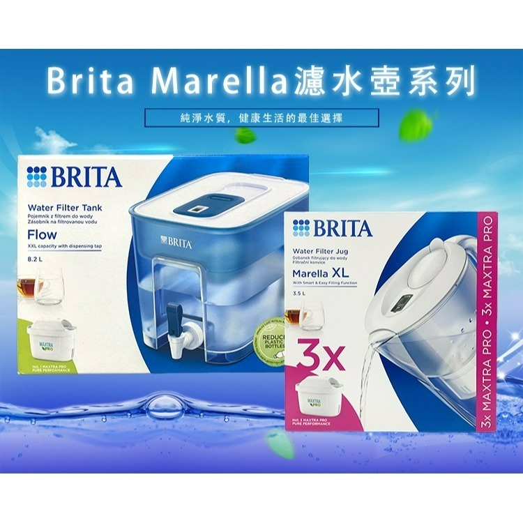 德國 BRITA Flow 8.2L 濾水箱+PRO 1入(全效型)藍色 濾水壺濾心 歐洲進口-細節圖2