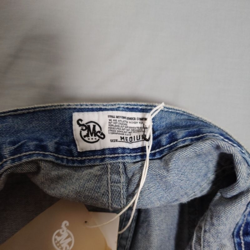 新品 林俊傑 潮牌SMUDGE SMG 牛仔褲 M號 1200元 褲長約99cm；寬約39.5cm-細節圖4